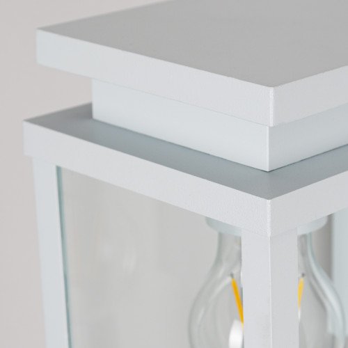 Lampe d'extérieur blanche, moderne, design épuré, éclairage d'extérieur, cadre blanc, verre clair, applique murale d'extérieur  