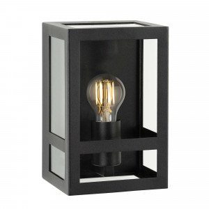 Applique murale d'extérieur avec capteur, boîtier noir, dos plat, verre clair, avec capteur crépusculaire jour/nuit, ampoule LED  Applique murale d'extérieur avec capteur, boîtier noir, dos plat, verre clair, avec capteur crépusculaire jour/nuit, ampoule LED