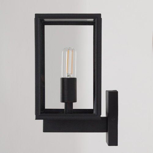 Applique murale montante Soho noire avec capteur jour/nuit - Inox noir mat