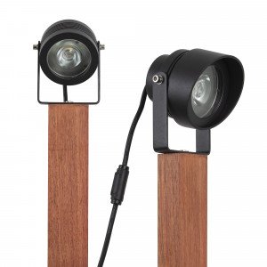 Spot de jardin orientable LED Tree beamer noir (7510sk) sur pied en bois | Nostalux.fr 