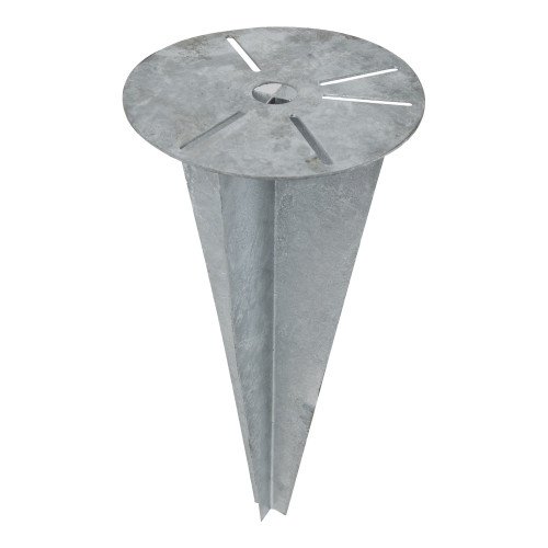 piquet de sol pour fixer des lampadaires d'extérieur, poteau d'ancrage blindé, entièrement galvanisé avec une plaque ronde de Ø21cm et une cale de 50cm