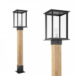 Lampe d'extérieur élégante et moderne Capital XXL WOOD Socle d'éclairage extérieur noir de forme carrée