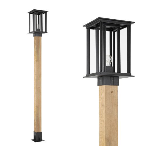 Éclairage de jardin New York WOOD Lantern aux formes carrées élégantes et au look robuste de couleur noire