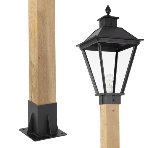 Lampe d'extérieur Square XL WOOD Lampe de jardin sur pied de forme carrée de couleur noire