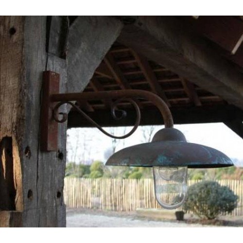 Applique murale rustique St Laurens, version avec support en fonte, LED WIFI Smart incluse | Nostalux.fr uitvoering met gietijzeren steun 