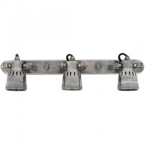 Barre de 3 spots industriels en saillie Triple Indigo (59772) argent vieilli Nostaluce