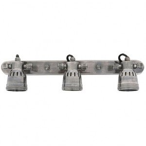 Barre de 3 spots industriels en saillie Triple Indigo (59772) argent vieilli Nostaluce