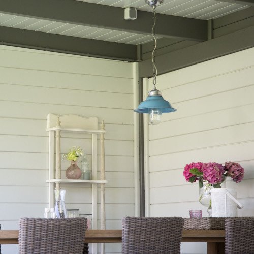 Lampe suspendue Porto Fino Bleu pastel rétro vintage (6865) | Nostalux.fr