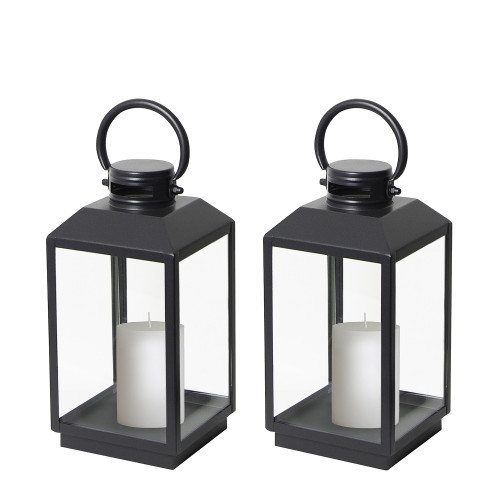 Lot de 2 Newport Photophore Lanterne Noir Small