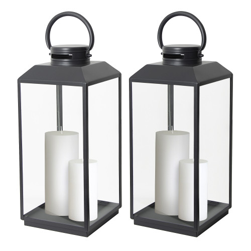 Lot de 2 Newport Photophore Lanterne Noir Large