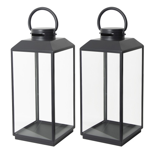 Lot de 2 Newport Photophore Lanterne Noir Large