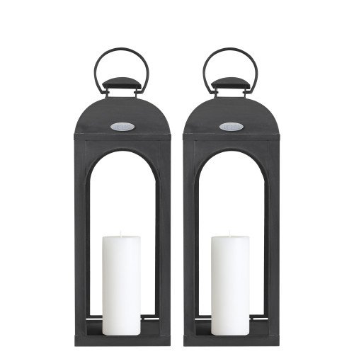 Lot de 2 Capri photophore lanterne Anthracite Medium