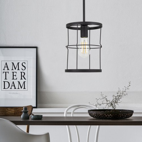 Suspension Benson bronze noir métal E27 85 cm design élancé