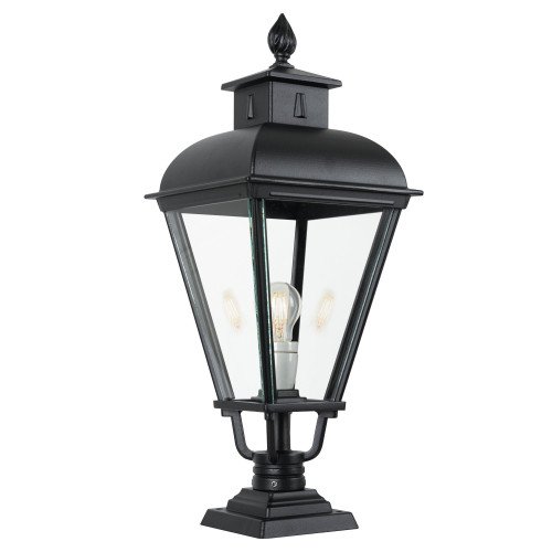 Vondel Pedestal lampe d'extérieur à piédestal en aluminium de couleur noire et de style champêtre classique