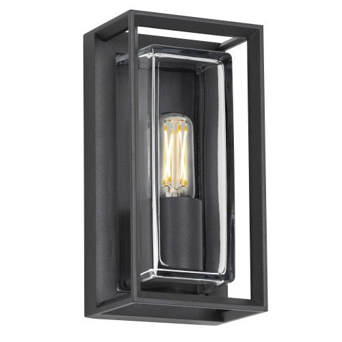 Applique murale moderne noire pour l'extérieur sur la façade, éclairage élégant et stylé avec verre clair, lampe d'extérieur boîtier design 